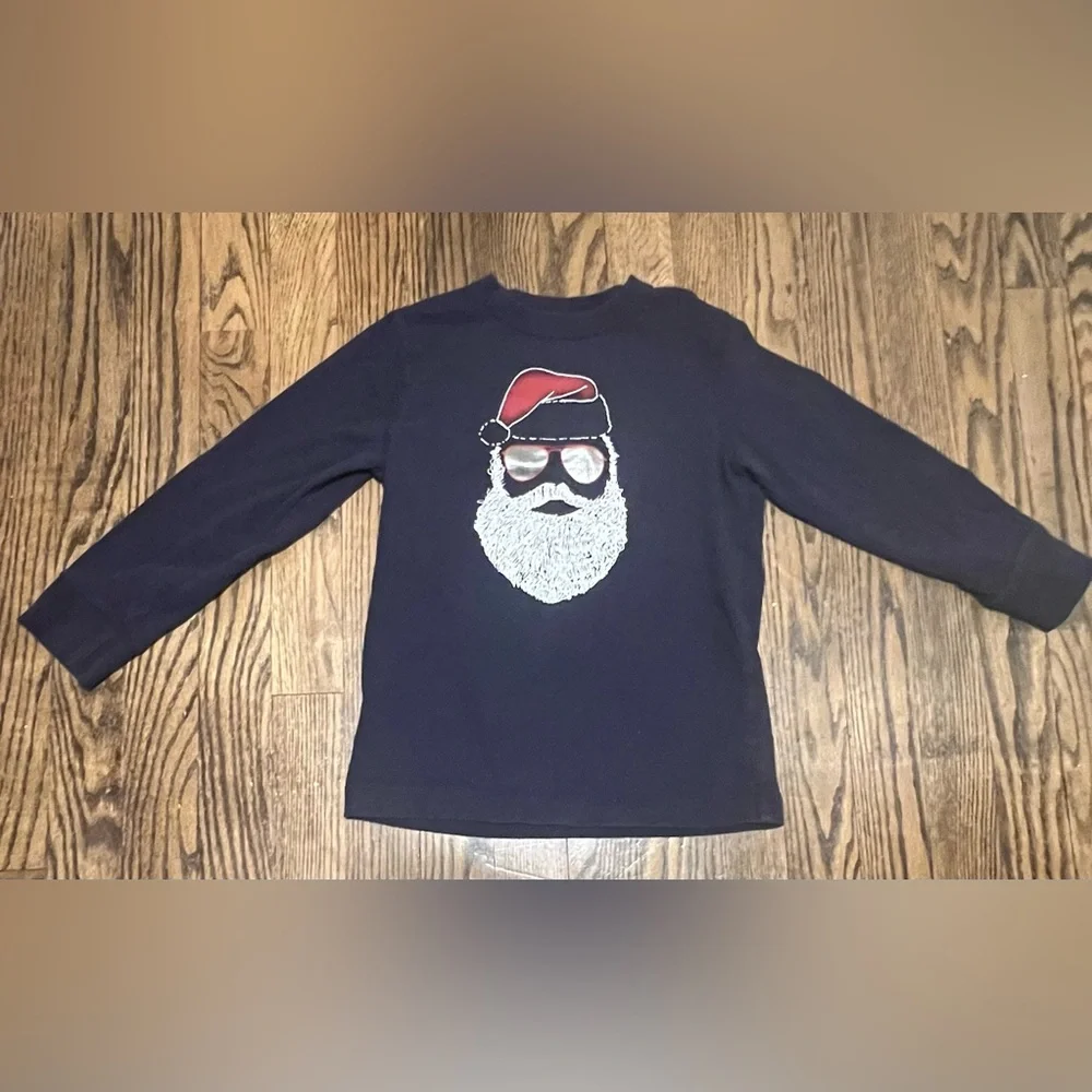 Gymboree Dark Blue Long Sleeve with Santa Graphic